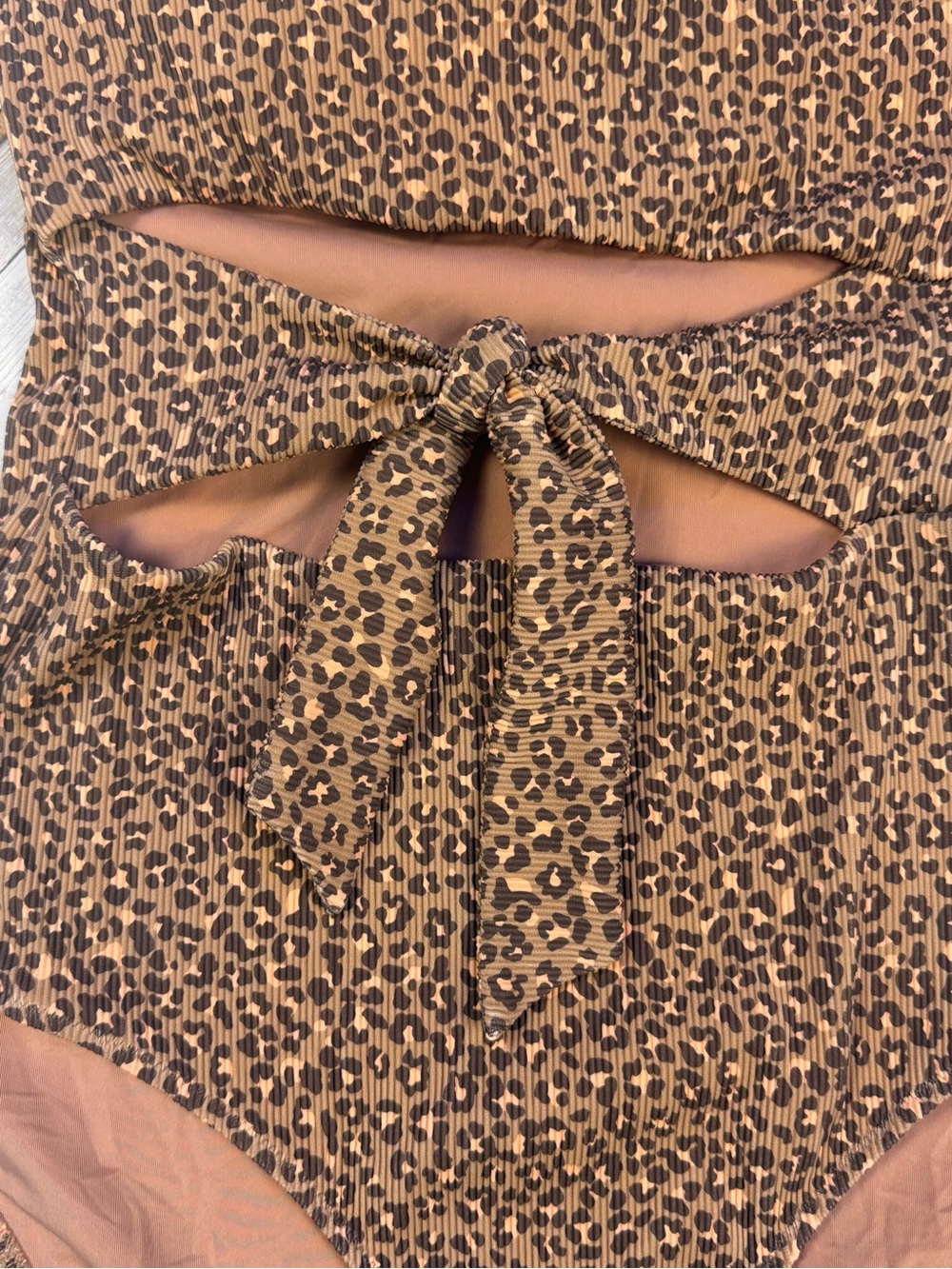 aerie Leopard Tie-Front One-Piece Swimsuit - Brown - Picture 4 of 9